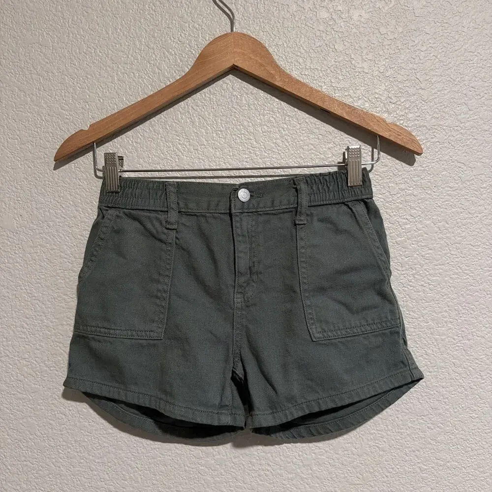 Old Navy Girls Jean Shorts Boho Festival Cowgirl Country Olive Green Cotton L